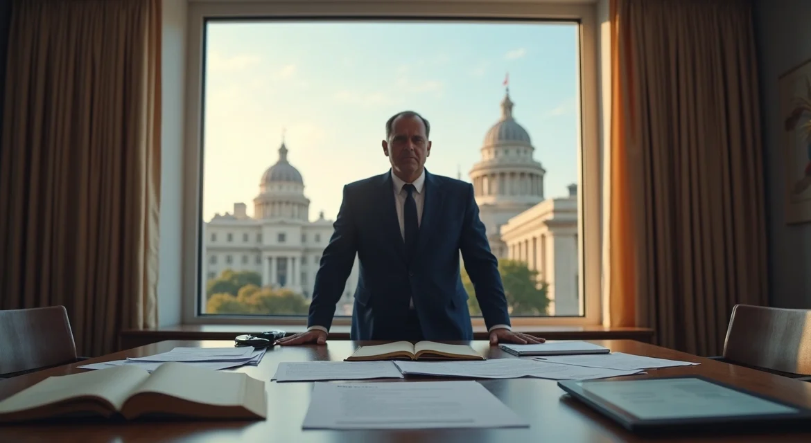 Advogado criminalista em Brasília analisando processo em frente ao tribunal